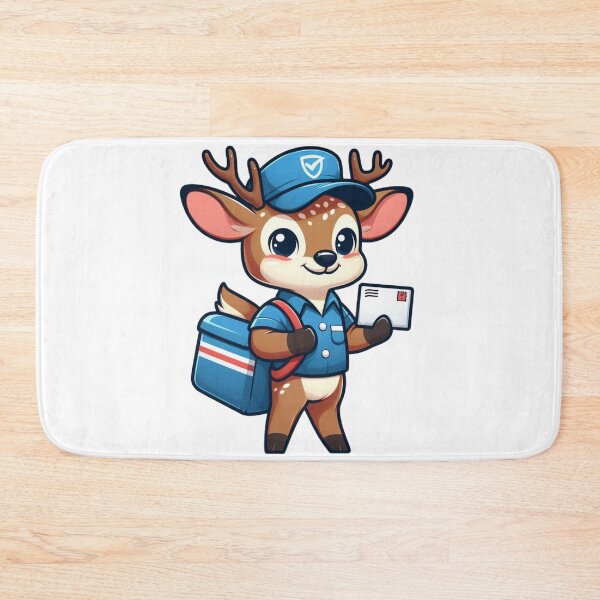 Item preview, Friendly Cartoon Mailman Deer with Satchel and Cap designed and sold by Confuzz1ed.