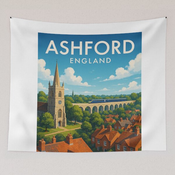 Item preview, Ashford England Church and Railway View designed and sold by Aryabek.