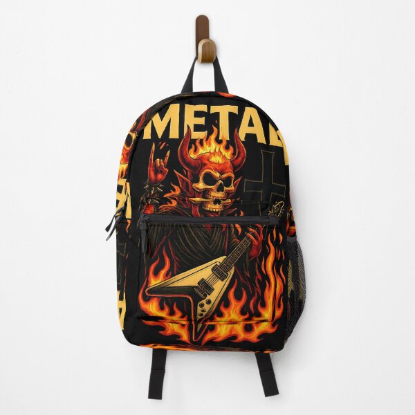 Item preview, Flaming Metal Demon Skull Guitar designed and sold by Shoot-The-Moon.