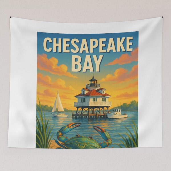 Item preview, Chesapeake Bay Blue Crab and Lighthouse Scene designed and sold by Aryabek.