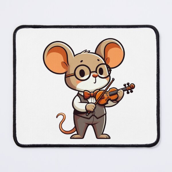 Item preview, Adorable Cartoon Musician Mouse with Violin and Glasses designed and sold by Confuzz1ed.