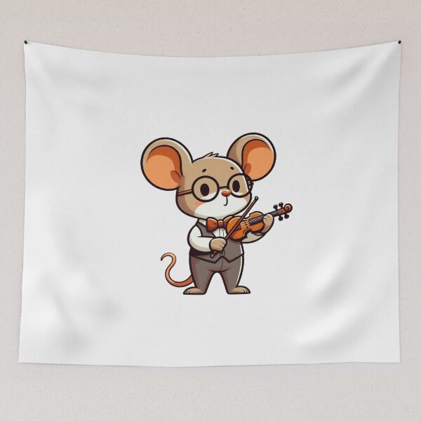 Item preview, Adorable Cartoon Musician Mouse with Violin and Glasses designed and sold by Confuzz1ed.
