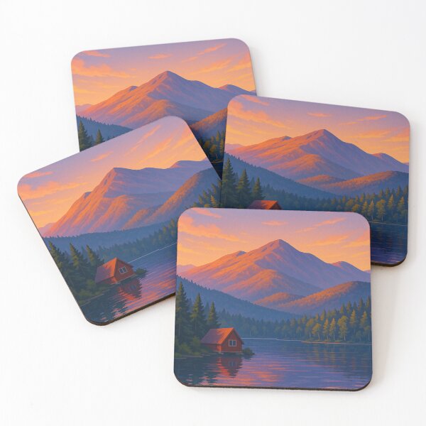 Item preview, Lake Placid Cabin at Sunset in the High Peaks designed and sold by Aryabek.