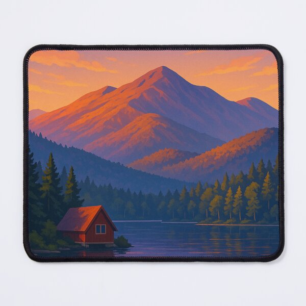 Item preview, Lake Placid Cabin at Sunset in the High Peaks designed and sold by Aryabek.