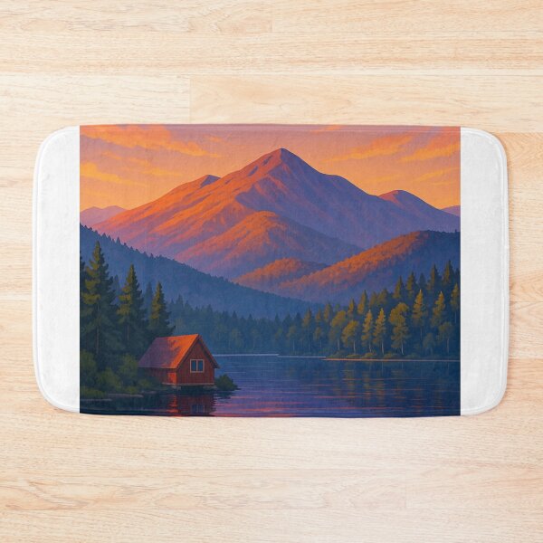 Item preview, Lake Placid Cabin at Sunset in the High Peaks designed and sold by Aryabek.
