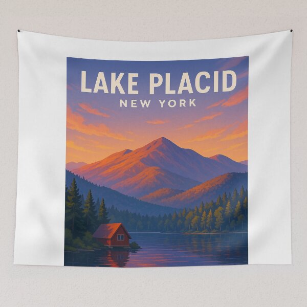 Item preview, Lake Placid Cabin at Sunset in the High Peaks designed and sold by Aryabek.