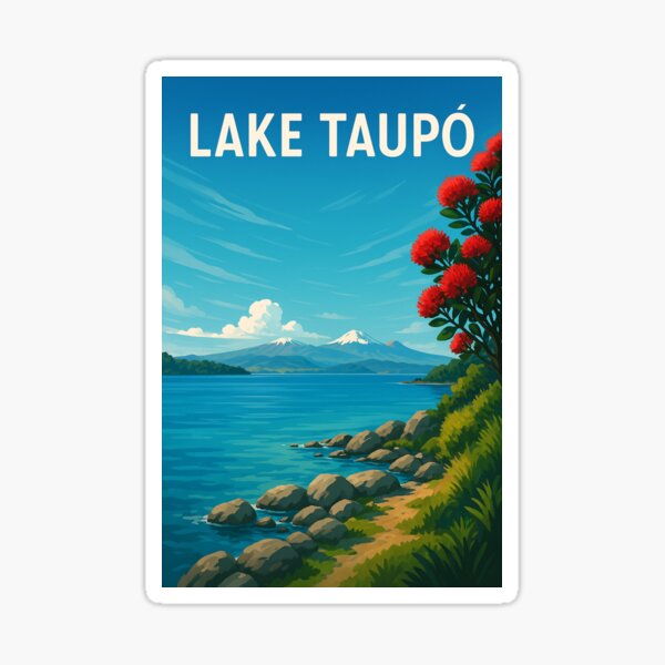 Item preview, Felsige Küste und Alpenblick auf den Lake Taupō designed and sold by Aryabek.