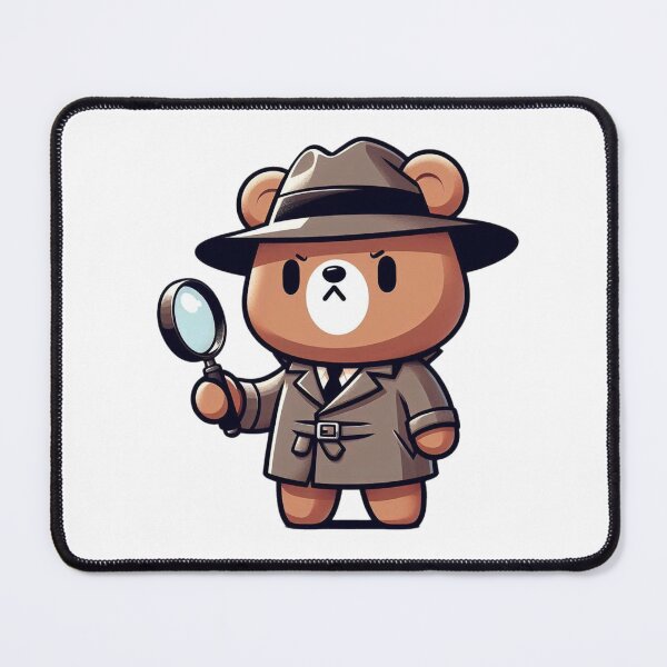 Item preview, Sleuth Cartoon Bear Detective with Trench Coat and Magnifying Glass designed and sold by Confuzz1ed.