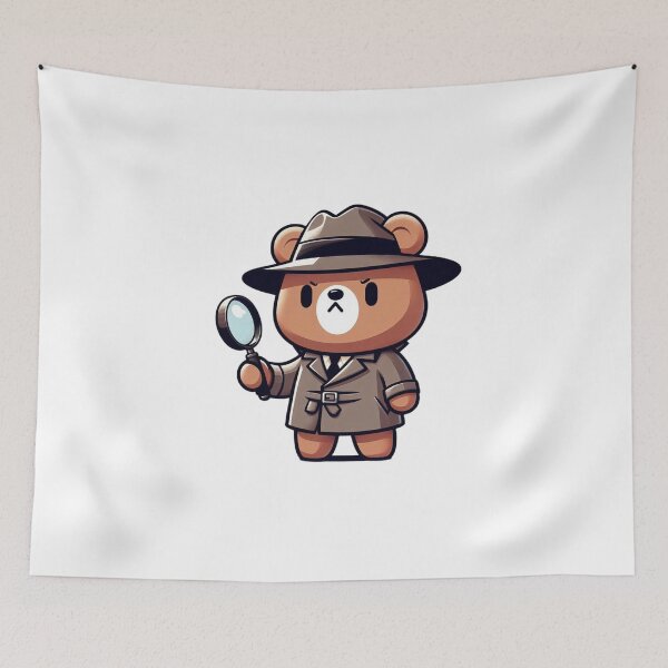 Item preview, Sleuth Cartoon Bear Detective with Trench Coat and Magnifying Glass designed and sold by Confuzz1ed.