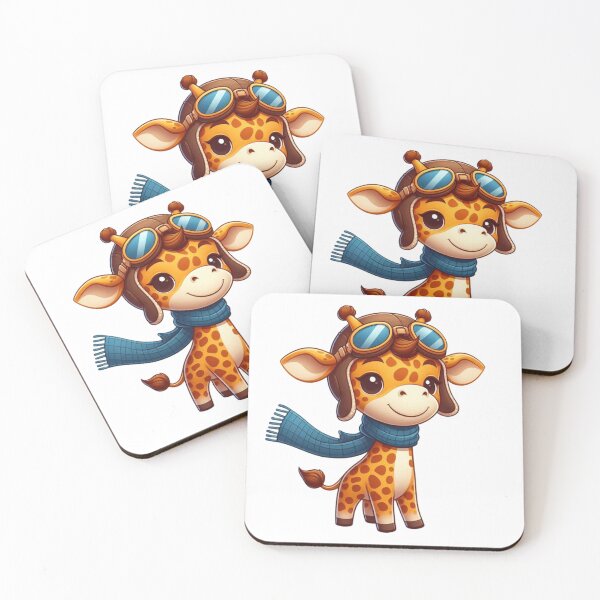Item preview, Small Cartoon Giraffe Pilot with Aviator Hat and Goggles designed and sold by Confuzz1ed.