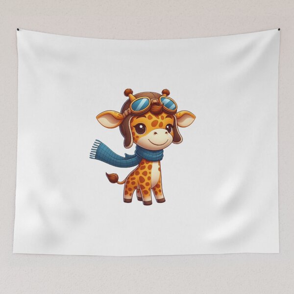 Item preview, Small Cartoon Giraffe Pilot with Aviator Hat and Goggles designed and sold by Confuzz1ed.