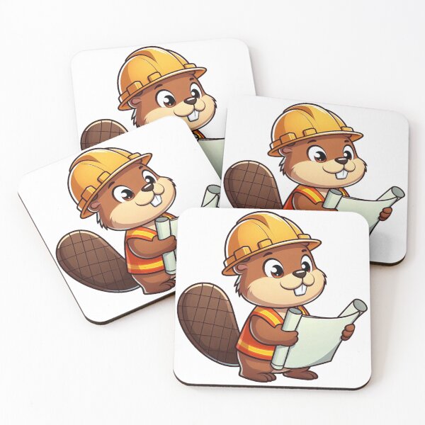 Item preview, Hardworking Cartoon Beaver Builder with Hard Hat and Vest designed and sold by Confuzz1ed.