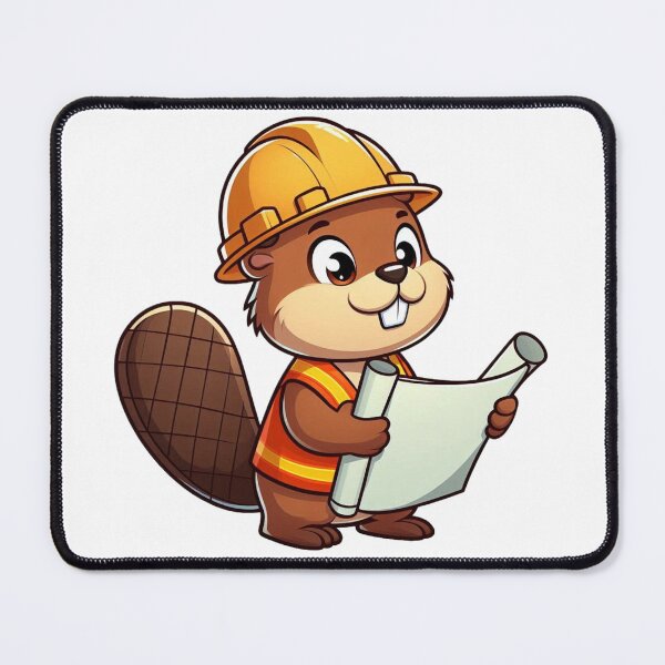 Item preview, Hardworking Cartoon Beaver Builder with Hard Hat and Vest designed and sold by Confuzz1ed.