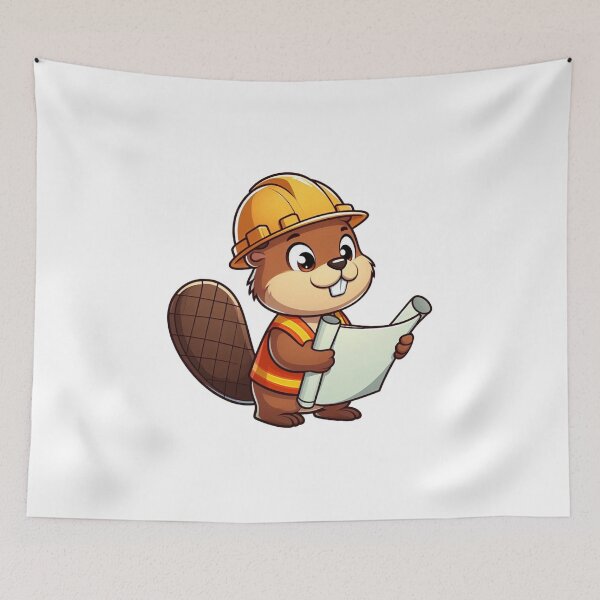 Item preview, Hardworking Cartoon Beaver Builder with Hard Hat and Vest designed and sold by Confuzz1ed.