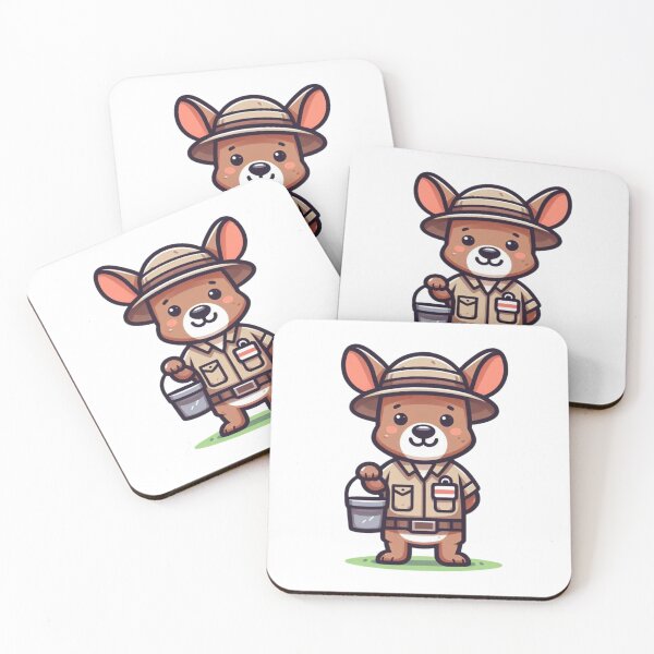 Item preview, Friendly Cartoon Zookeeper Kangaroo with Name Tag and Feed Bucket designed and sold by Confuzz1ed.