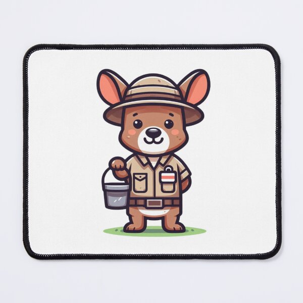 Item preview, Friendly Cartoon Zookeeper Kangaroo with Name Tag and Feed Bucket designed and sold by Confuzz1ed.