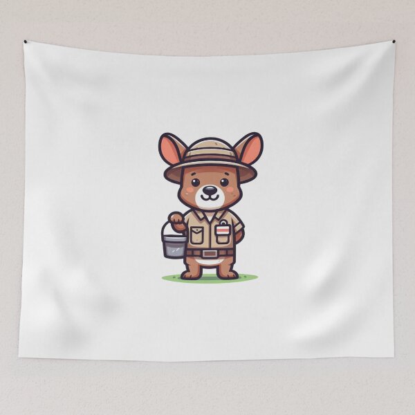 Item preview, Friendly Cartoon Zookeeper Kangaroo with Name Tag and Feed Bucket designed and sold by Confuzz1ed.