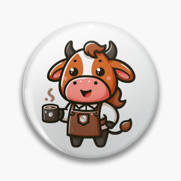 Item preview, Friendly Cartoon Cow Barista with Apron and Coffee Cup designed and sold by Confuzz1ed.