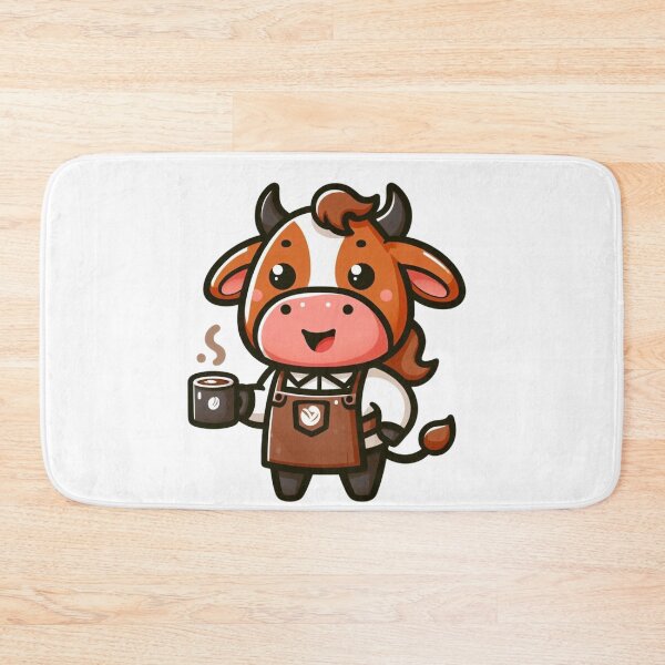 Item preview, Friendly Cartoon Cow Barista with Apron and Coffee Cup designed and sold by Confuzz1ed.