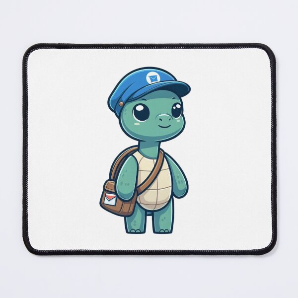 Item preview, Charming Cartoon Mail Carrier Turtle with Satchel and Cap designed and sold by Confuzz1ed.