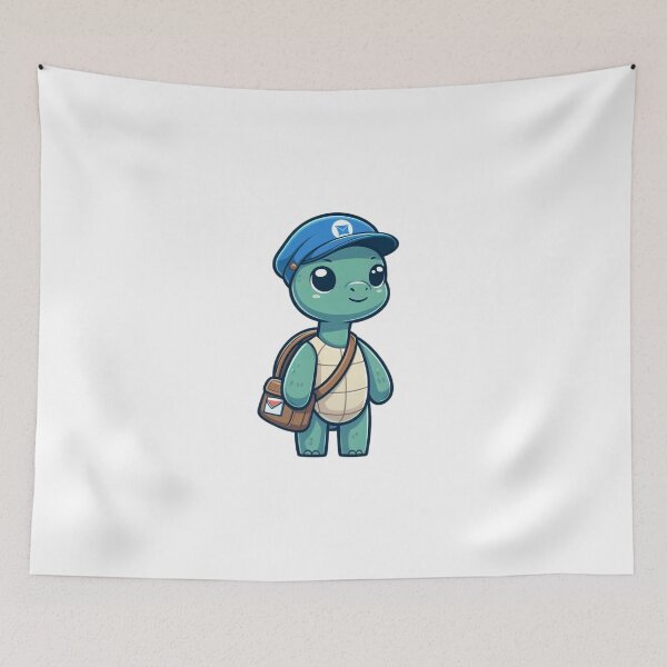 Item preview, Charming Cartoon Mail Carrier Turtle with Satchel and Cap designed and sold by Confuzz1ed.