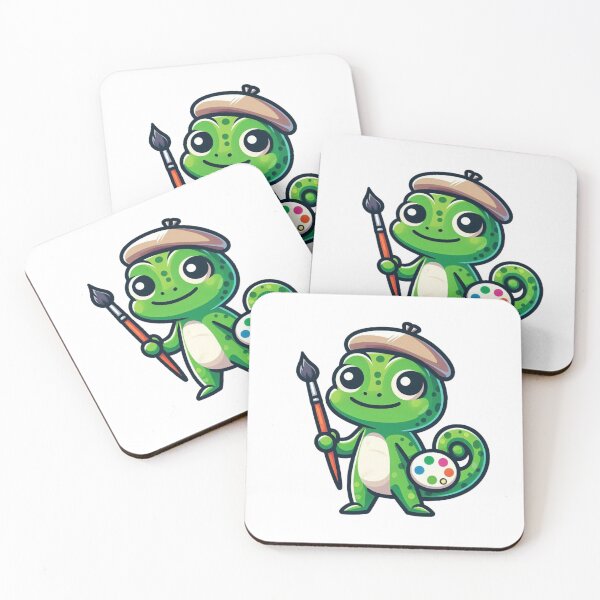Item preview, Creative Cartoon Chameleon Artist with Beret and Paintbrush designed and sold by Confuzz1ed.