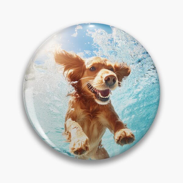 Item preview, Dog jumping in pool designed and sold by ArtfulPlay.