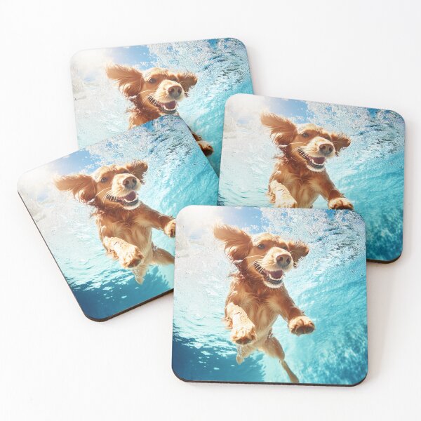 Item preview, Dog jumping in pool designed and sold by ArtfulPlay.