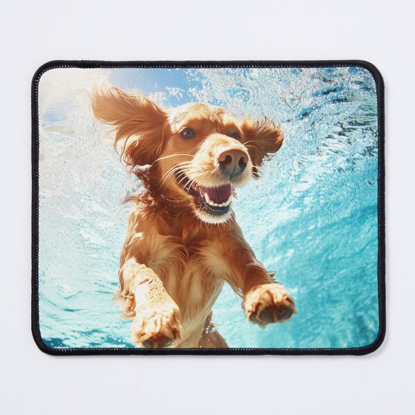 Item preview, Dog jumping in pool designed and sold by ArtfulPlay.