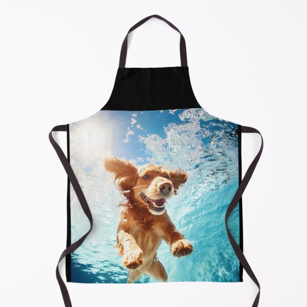 Item preview, Dog jumping in pool designed and sold by ArtfulPlay.