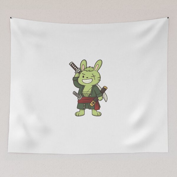 Item preview, Chibi Samurai Bunny Warrior – Cute Green Anime Sword Bunny designed and sold by oneskyoneland.
