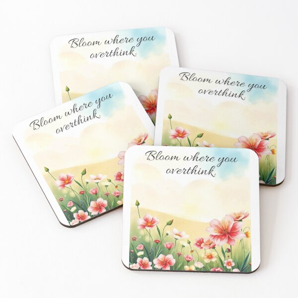 Item preview, Bloom Where You Overthink – Inspirational Floral Art Quote designed and sold by Quirk & Calm Studio.