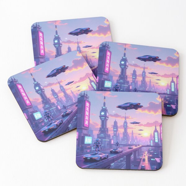 Item preview, Retro-Futuristic Metropolis – Neon Dreams at Dusk designed and sold by FotoworldEdel.