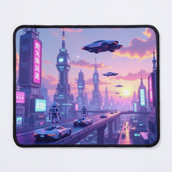 Item preview, Retro-Futuristic Metropolis – Neon Dreams at Dusk designed and sold by FotoworldEdel.
