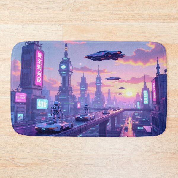 Item preview, Retro-Futuristic Metropolis – Neon Dreams at Dusk designed and sold by FotoworldEdel.