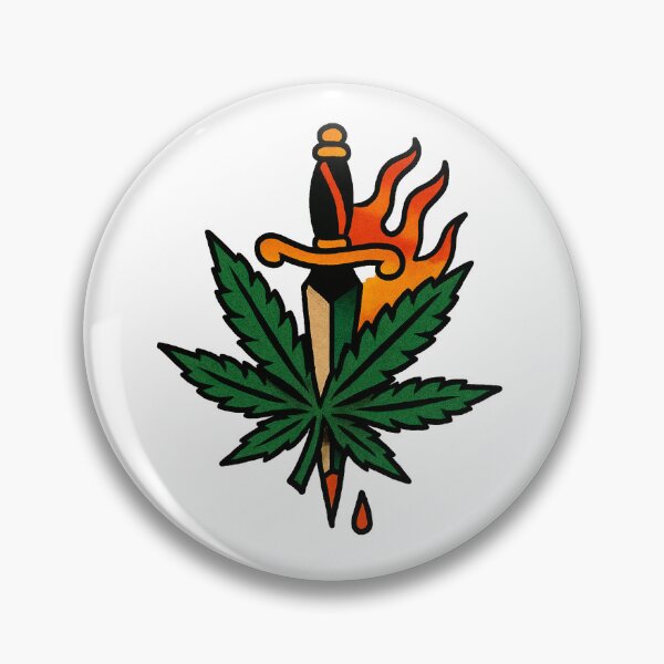 Item preview, Cannabis Rose Dagger – Traditional Tattoo Flash designed and sold by Wake and Bake.
