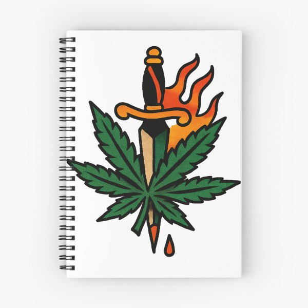 Item preview, Cannabis Rose Dagger – Traditional Tattoo Flash designed and sold by Wake and Bake.