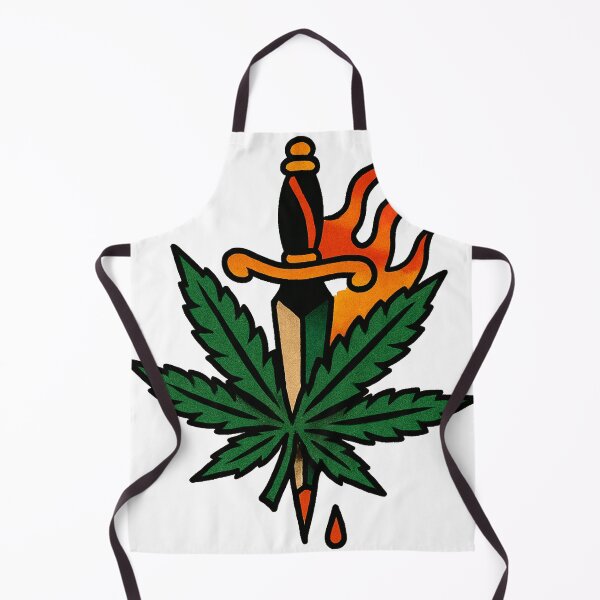 Item preview, Cannabis Rose Dagger – Traditional Tattoo Flash designed and sold by Wake and Bake.