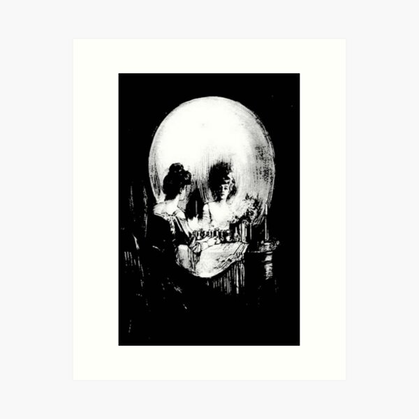 Item preview, Woman with Halloween Skull Reflection In Mirror designed and sold by taiche.