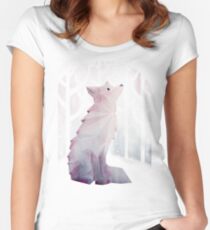 Fuchs im Schnee Tailliertes Rundhals-Shirt