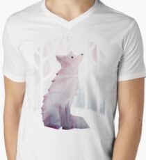 Fuchs im Schnee T-Shirt mit V-Ausschnitt