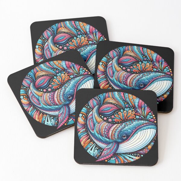 Item preview, Whale Zentangle – Splash | Vibrant Abstract Ocean Art designed and sold by Zaru Zentangle Studio.