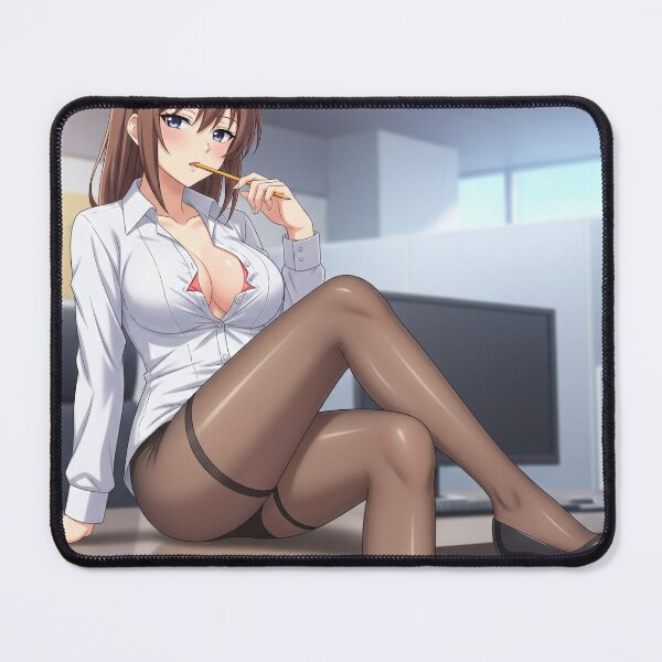 Item preview, Office Waifu sitting sensually on a desk with a blush on her face designed and sold by GerwantSHOP.