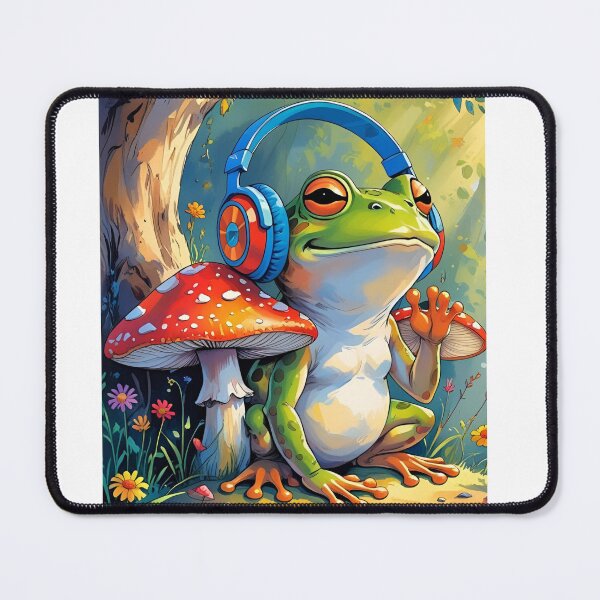 Item preview, Cool Frog with Headphones Art Print - Funky Forest Amphibian Lo-Fi designed and sold by Estelle Printworks.