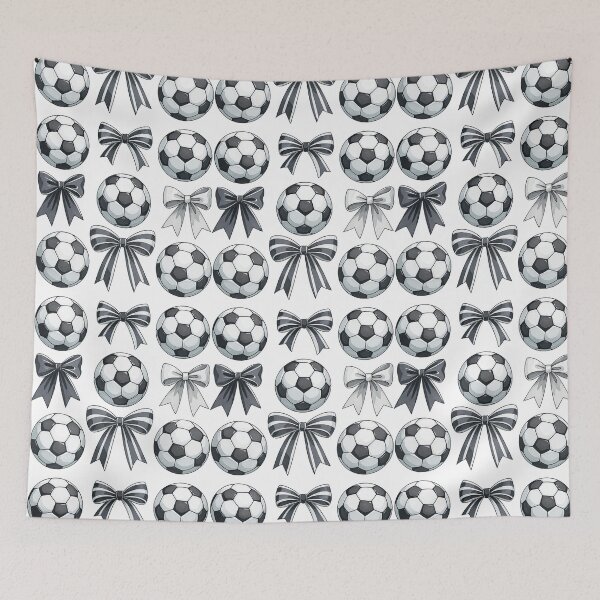 Item preview, Soccer Balls and Black Bows Pattern Design designed and sold by ArtfulWeave.