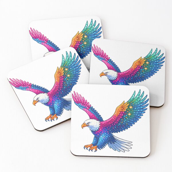 Item preview, Colorful Rainbow Eagle with Sparkling Feathers designed and sold by ArtfulWeave.