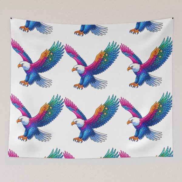 Item preview, Colorful Rainbow Eagle with Sparkling Feathers designed and sold by ArtfulWeave.