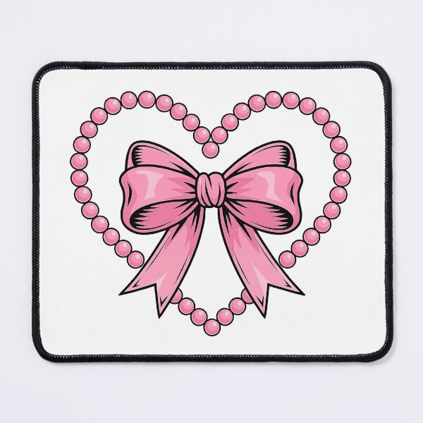 Item preview, Pink Bow and Pearl Heart Frame Illustration designed and sold by ArtfulWeave.