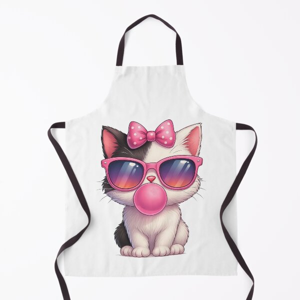 Item preview, Cool Cat with Pink Sunglasses, Bow, and Bubblegum designed and sold by ArtfulWeave.