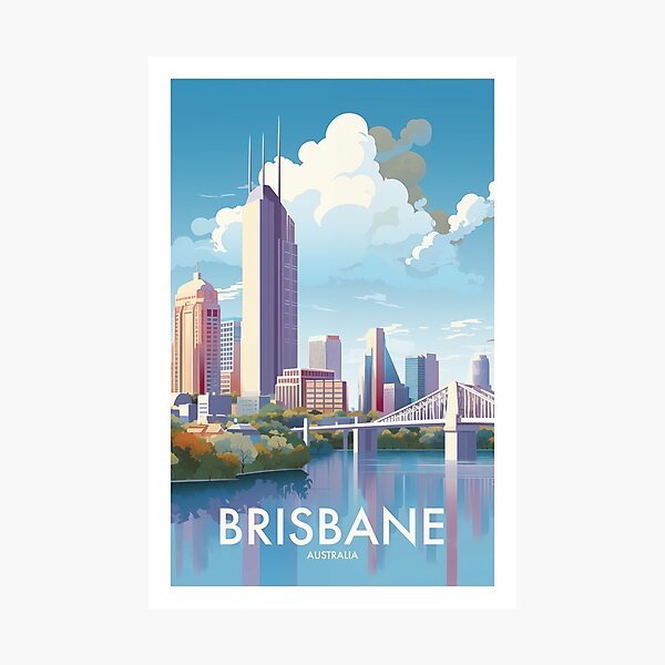 Aperçu de l'œuvre ART DE VOYAGE À BRISBANE créée et vendue par MarkedArtPrints.